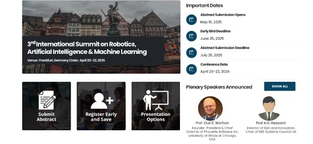 ISRAI2026 – 3rd International Summit on Robotics, Artificial Intelligence & Machine Learning