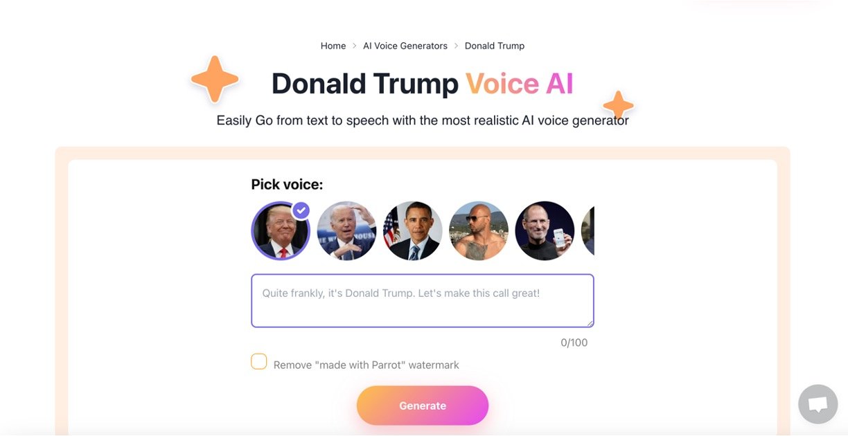 Parrot AI – Trump Voice Generator