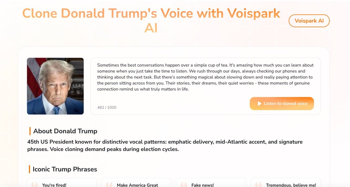 VoiSpark – Trump Voice Generator 1