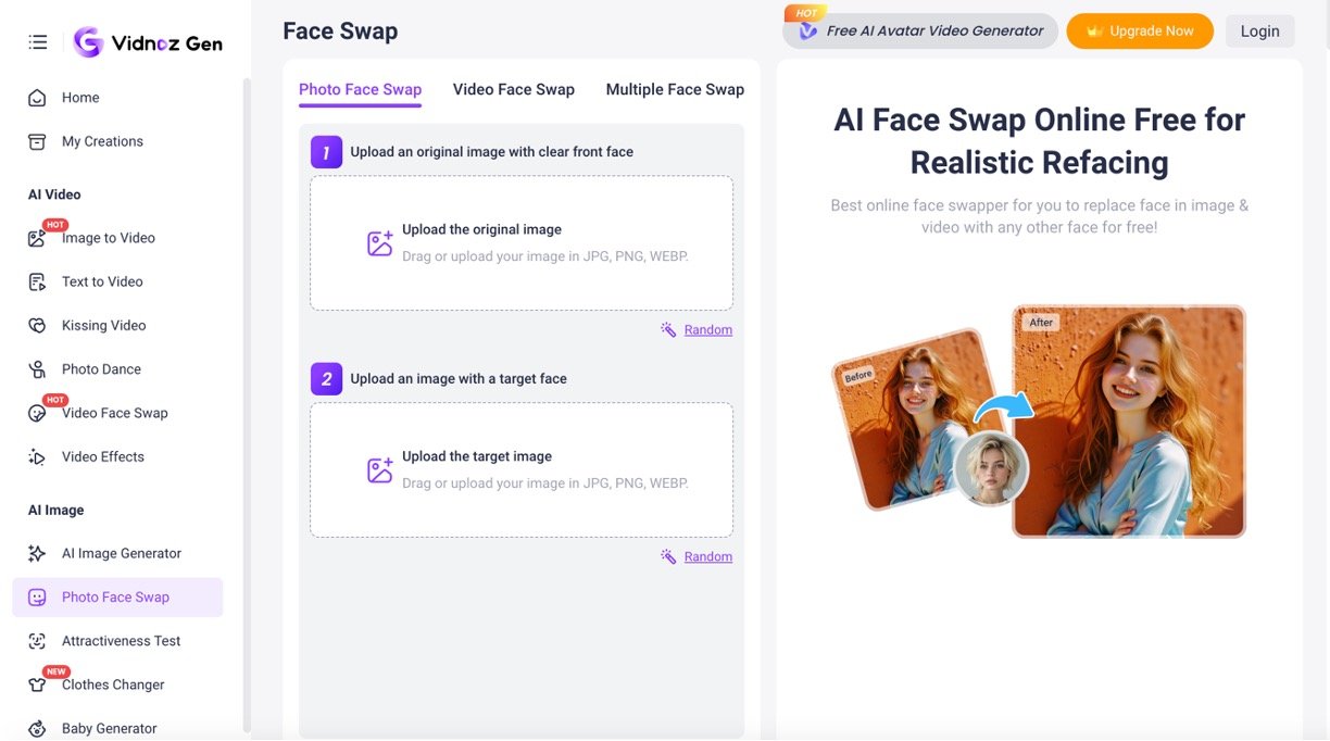 Vidnoz AI Face Swap