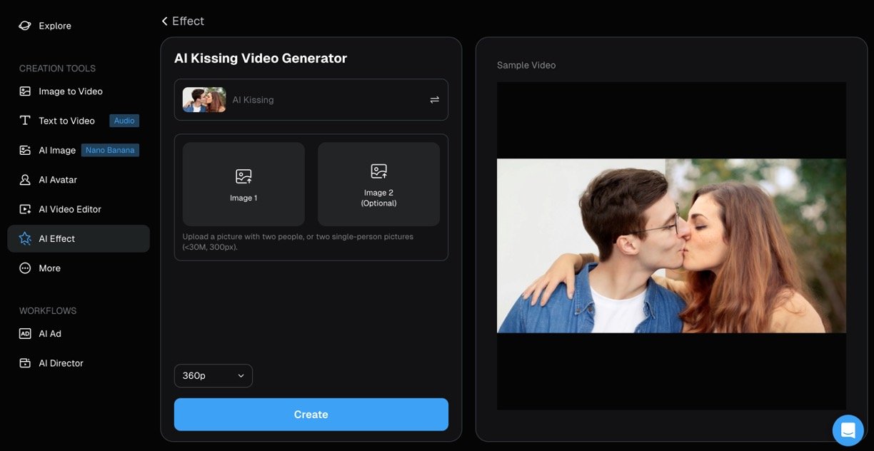 Deevid AI Kissing Video Generator