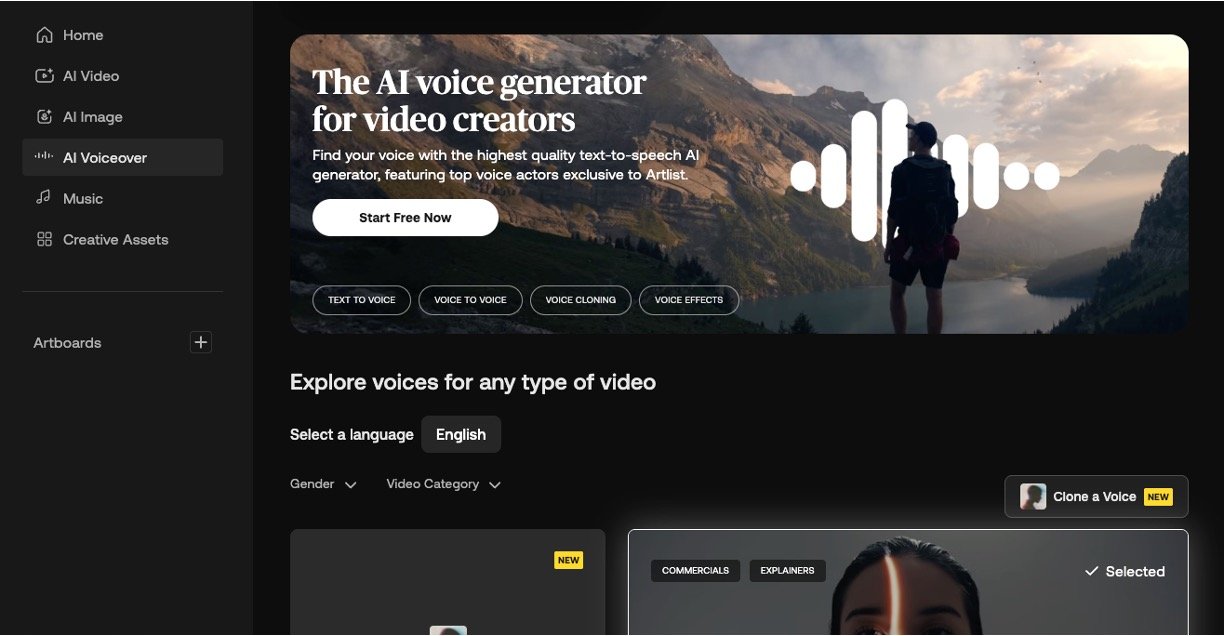 Artlist Voice Over