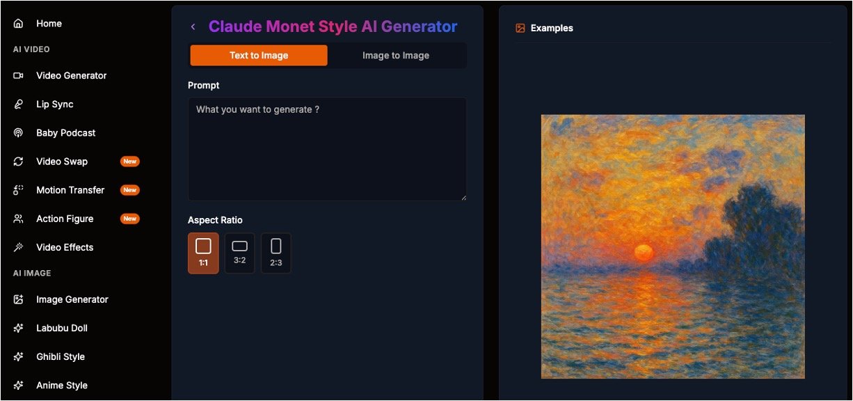 Claude Monet Style AI Photo Generator