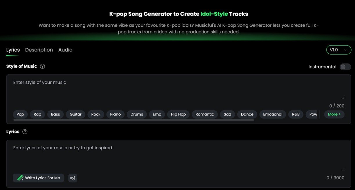 Musicful K-pop Song Generator