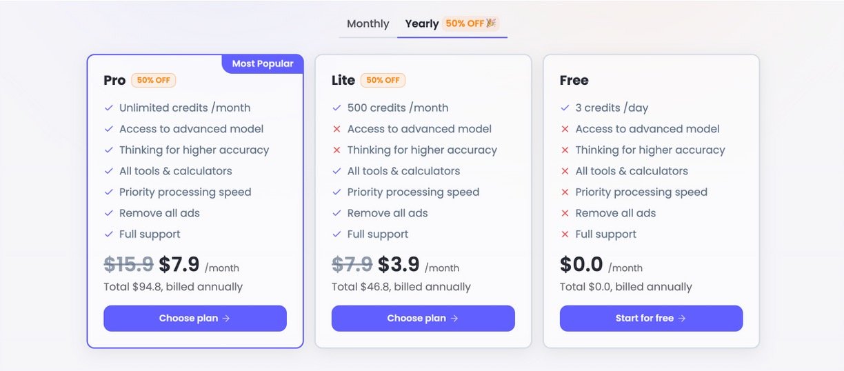 Math GPT AI Review Pricing